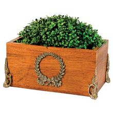 Cachepô De Madeira E Alumínio 42x24x20cm