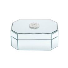 PORTA JÓIAS COM BRASÃO DE METAL ESPELHADO 15X11X7CM