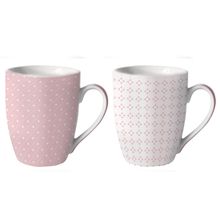 JOGO COM 2 CANECAS DE PORCELANA PETITGEO ROSA