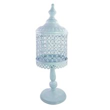 Candelabro  Azul Bebê  De Metal Modelo Retrô 0877