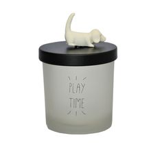 Pote De Vidro E Plástico Cute Dog Branco 8x12,5x8cm