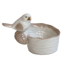 Mini Pote De Porcelana Com Pássaro Em Cima