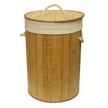 CESTO DE BAMBU COM TAMPA REDONDO 35CM X 50CM