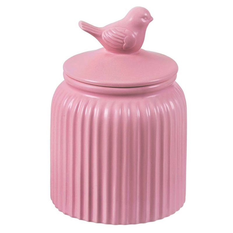 POTE-CERAMICA-BIRD-LID-ROSA-GRANDE-14X14X21CM