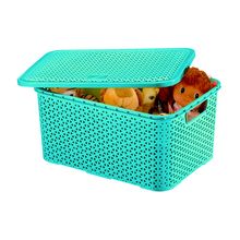 Caixa Organizadora Com Tampa Mosaico 16l Azul Tiffany