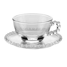 Conjunto de 4 Xícaras Para Chá Pearl Em Cristal 200ml Com Pires