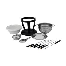 Jogo De Fondue Em Aço Inox E Cerâmica 11 Peças L23p20xa22,3cm