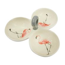 Petisqueira De Cerâmica Flamingos 19,6x19,6x10,2cm