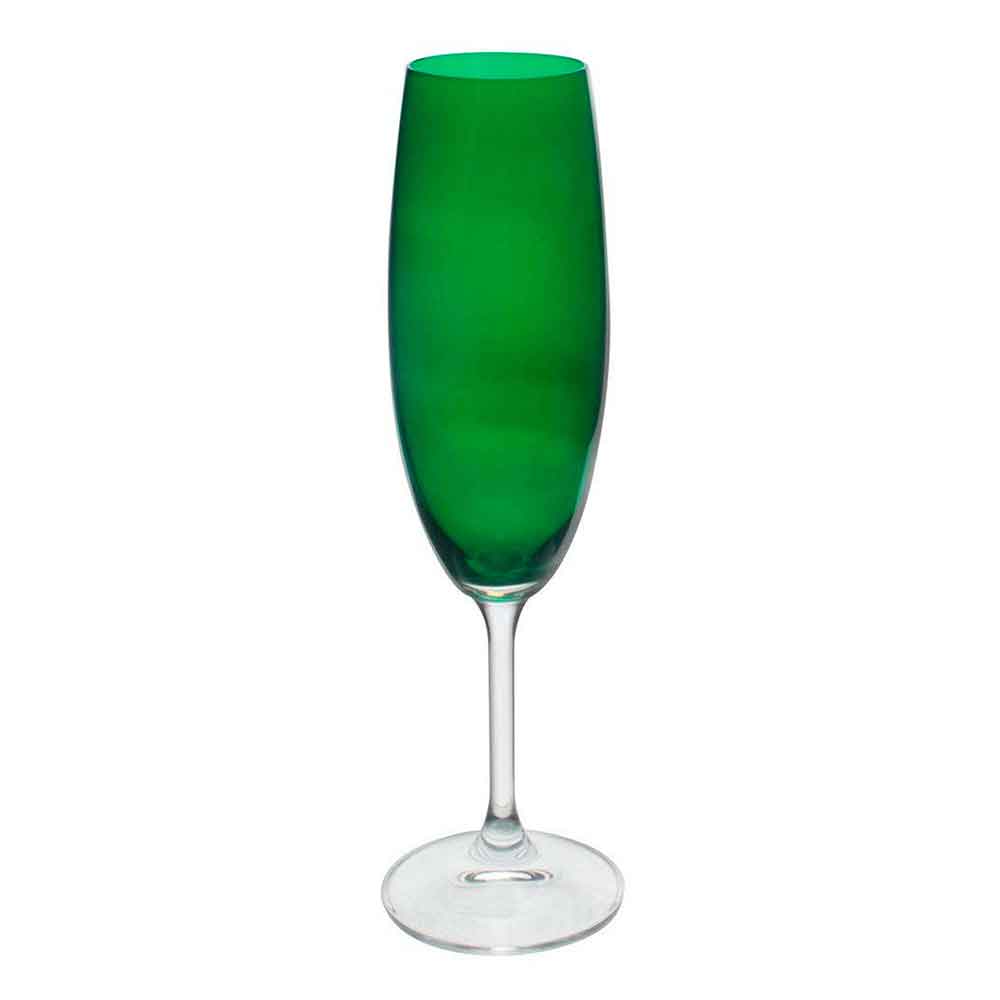 Jogo De 6 Tacas Para Champanhe Anna Verde Em Cristal Eco 220ml
