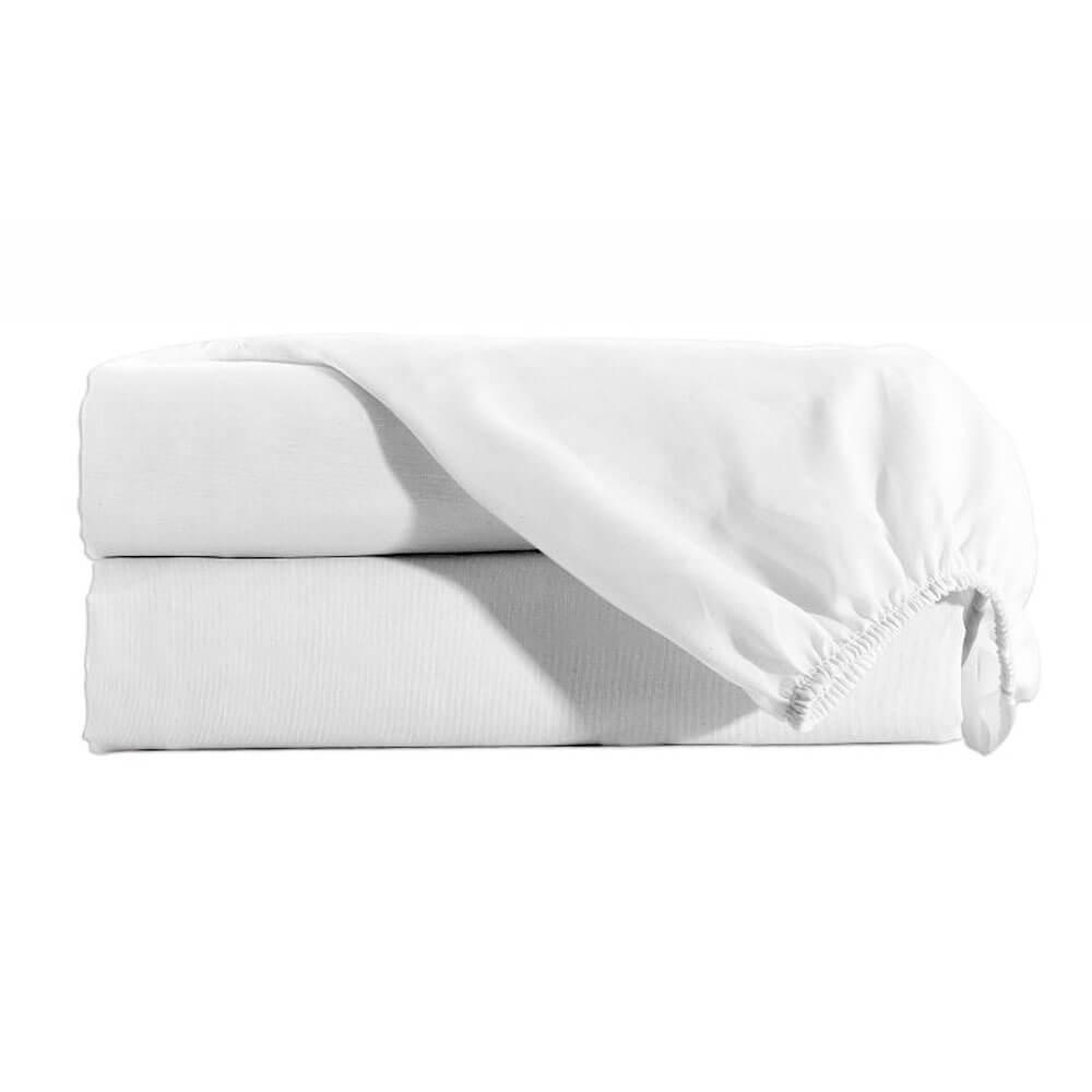 Lencol Avulso Casal Com Elastico Branco 200 Fios 140x190x30cm
