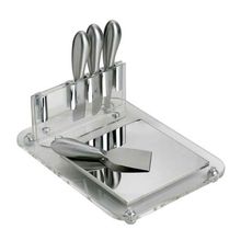 Jogo Para Queijo Com Suporte Em Acrílico E Metal 5 Peças