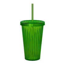 Copo Plástico Com Canudo Vivid Colors Verde 650ml