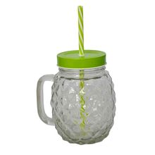 Copo De Vidro Com Canudo Pineapple Transparente 540ml