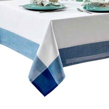 Toalha De Mesa Chamonix Naturalle Fashion Branca C/Azul - 1,40x1,40 Quadrada