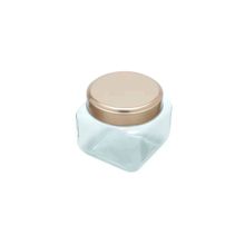Pote Clean Square De Vidro Transparente C/ Tampa Cobre Peq 11,5cm