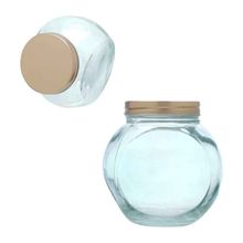 Baleiro Candle Em Vidro C/ Tampa Em Metal Cobre 15cm