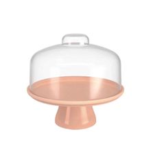 Boleira Cake Com Cúpula Ø25cm Rosa Blush Polipropileno