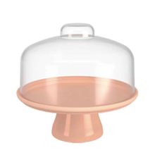 Boleira Cake Com Cúpula Ø32cm Rosa Blush Polipropileno