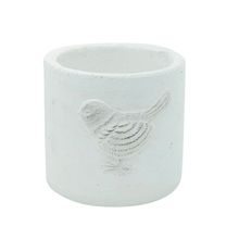 Vaso De Cerâmica Embossed Bird Branco Grande