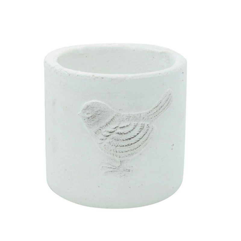 Vaso-De-Ceramica-Embossed-Bird-Branco-Grande