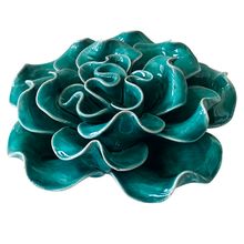 Flor Verde De Cerâmica Decorativa 12,5x12x5,3cm