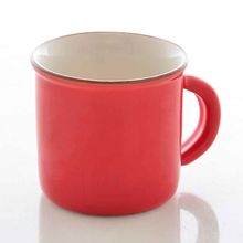 Xícara de Café Esmaltada Branca e Vermelha 5x5,5cm
