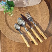 Faqueiro Inox Com Cabo Resina Bambu