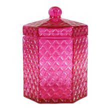Pote Vidro Hexa Sides Grande Pink 11x11x18.5cm