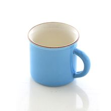 Xícara de Café Esmaltada Branca e Azul 5x5,5cm