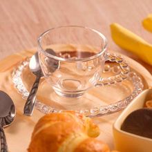 Conjunto de 4 Xícaras Para Chá Pearl Em Cristal 200ml Com Pires