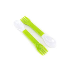 Conjunto De 2 Talheres 3 Em 1 Joie Em Plástico Verde E Branco