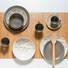 Aparelho de Jantar Clean e Garden Decorados 16 Peças Yoi