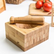 Pilão Pestle E Mortar Em Bambu 2 peças