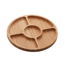 Petisqueira Com 5 Divisões De Bambu 25x25x1,6cm