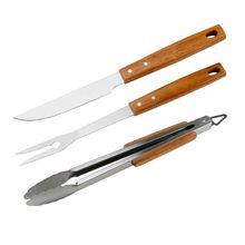 Kit Churrasco Beef Club Em Madeira e Inox 3 Peças Fracalanza