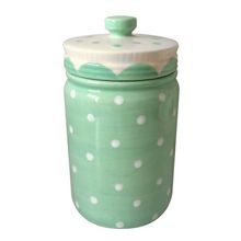 Potiche Ornamental Porcelana Poá Branco e Verde Urban