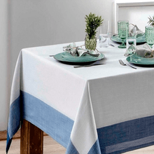 Toalha De Mesa Chamonix Naturalle Fashion Branca C/Azul - 1,40x1,40 Quadrada