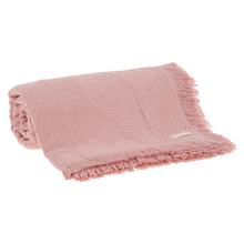 Colcha Solteiro Medalhão com Franja Rosa 1.60x2.35