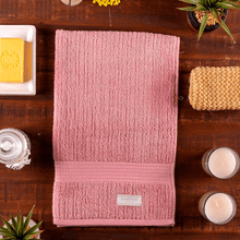 Toalha De Rosto Fio Penteado Canelado Rosa Claro 48x85cm