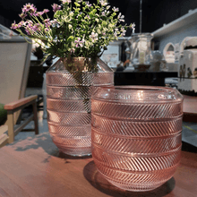 Vaso De Vidro Transparente Rosa 16x16x22cm