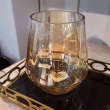 Vaso De Vidro Âmbar 15,5x15,5x18cm