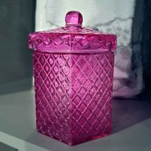Pote Vidro Hexa Sides Grande Pink 11x11x18.5cm