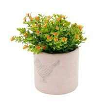 Vaso De Cerâmica Decorativo Embossed Bird Rosa 11x10cm