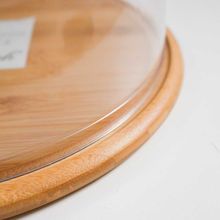 Boleira De Bambu Com Cúpula Em Acrílico Ø33cm