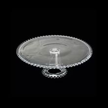 Prato Para Bolo Bolinha Em Cristal Com Pé 31,5cm