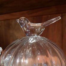 Prato Para Doce Bird Em Vidro Transparente E Azul