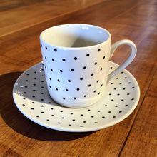 Xícaras De Café De Porcelana Black Dot 130ml Jogo 6 peças