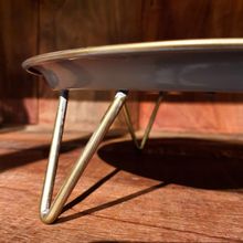 Prato Para Bolo Candy Cinza E Dourado 24x7cm