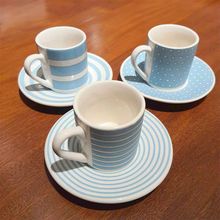 Jogo De Xícaras Café Azul E Branco 85ml 6 Peças