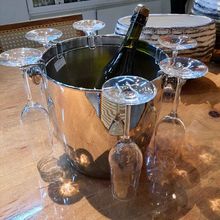 Champanheira Com Suporte Para 6 Taças Em Aço Inox 7,5l